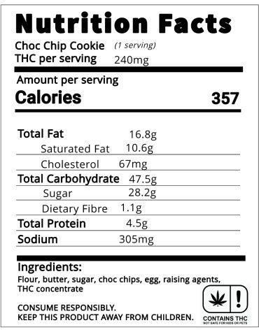 THC Large Chocolate Chip Cookie 240mg_Edibles_The Dope warehouse