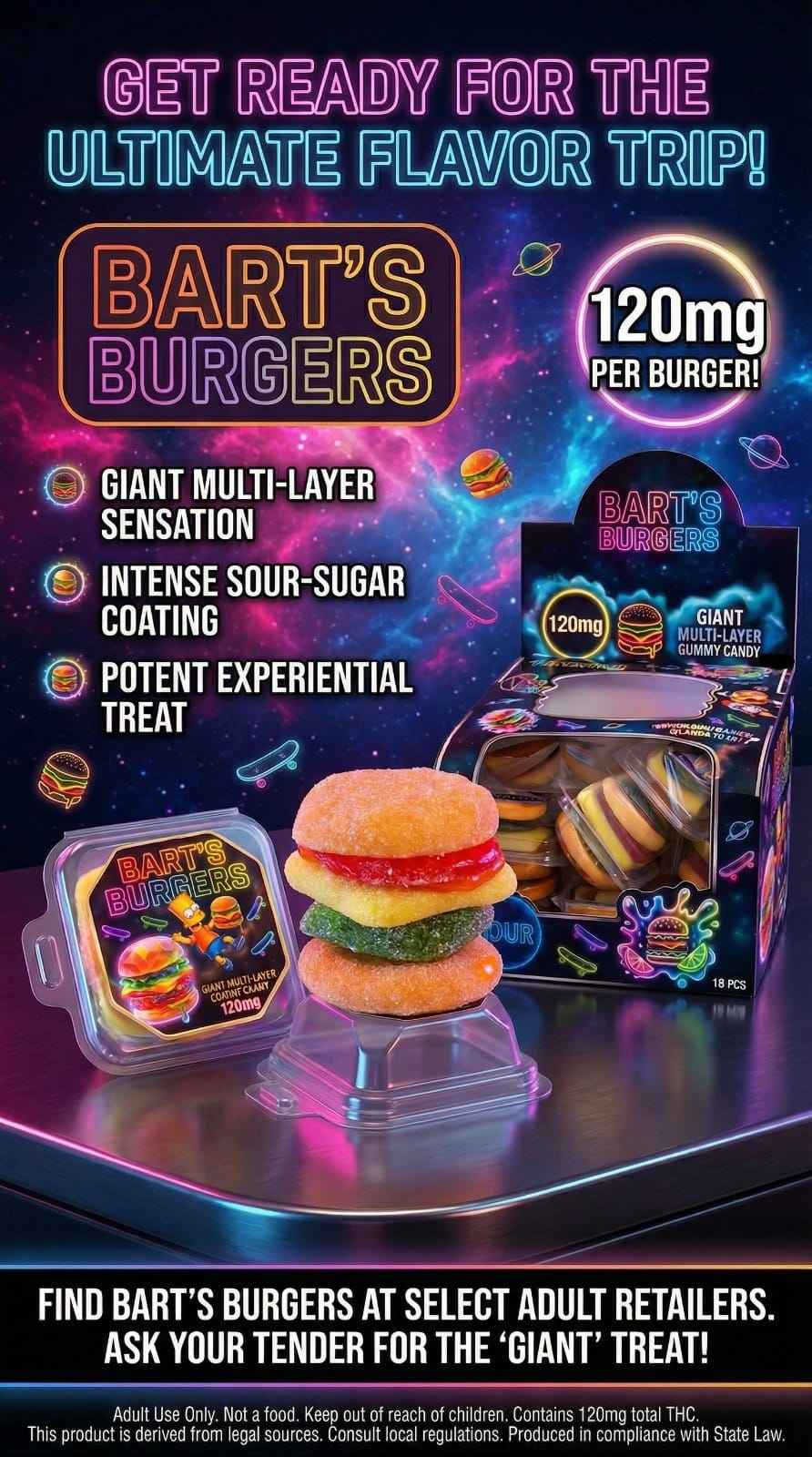 THC-Edibles-Barts-Burgers-120mg_THC-Edibles_Cannabis-Edibles_The-Dope-Warehouse - The Dope Warehouse